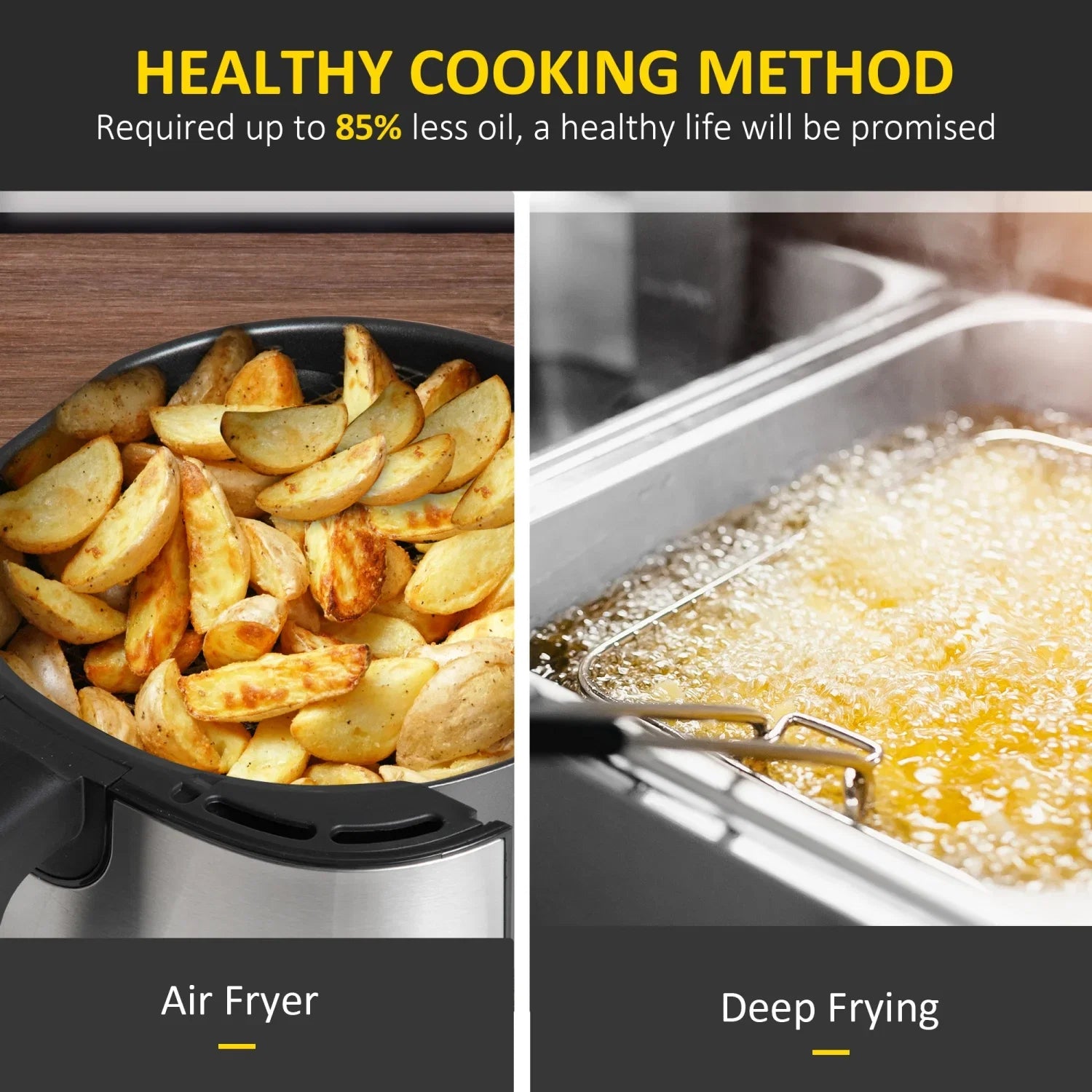 GVJMTKP Air Fryer 1700W 6.9 Quart Air Fryers Oven with Digital Display ° Air Circulation Adjustable Temperature Timer and Nonstick Basket for Oil Less or Low Fat Cooking Black