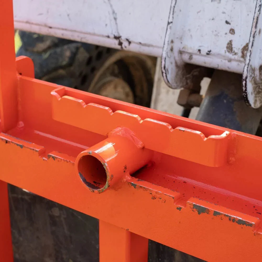 Titan Attachments UA USA Made Orange Step-Through Pallet Fork Frame Attachment, 48in Fork Blades, Rated 4,000 LB, Quick Tach Mounting