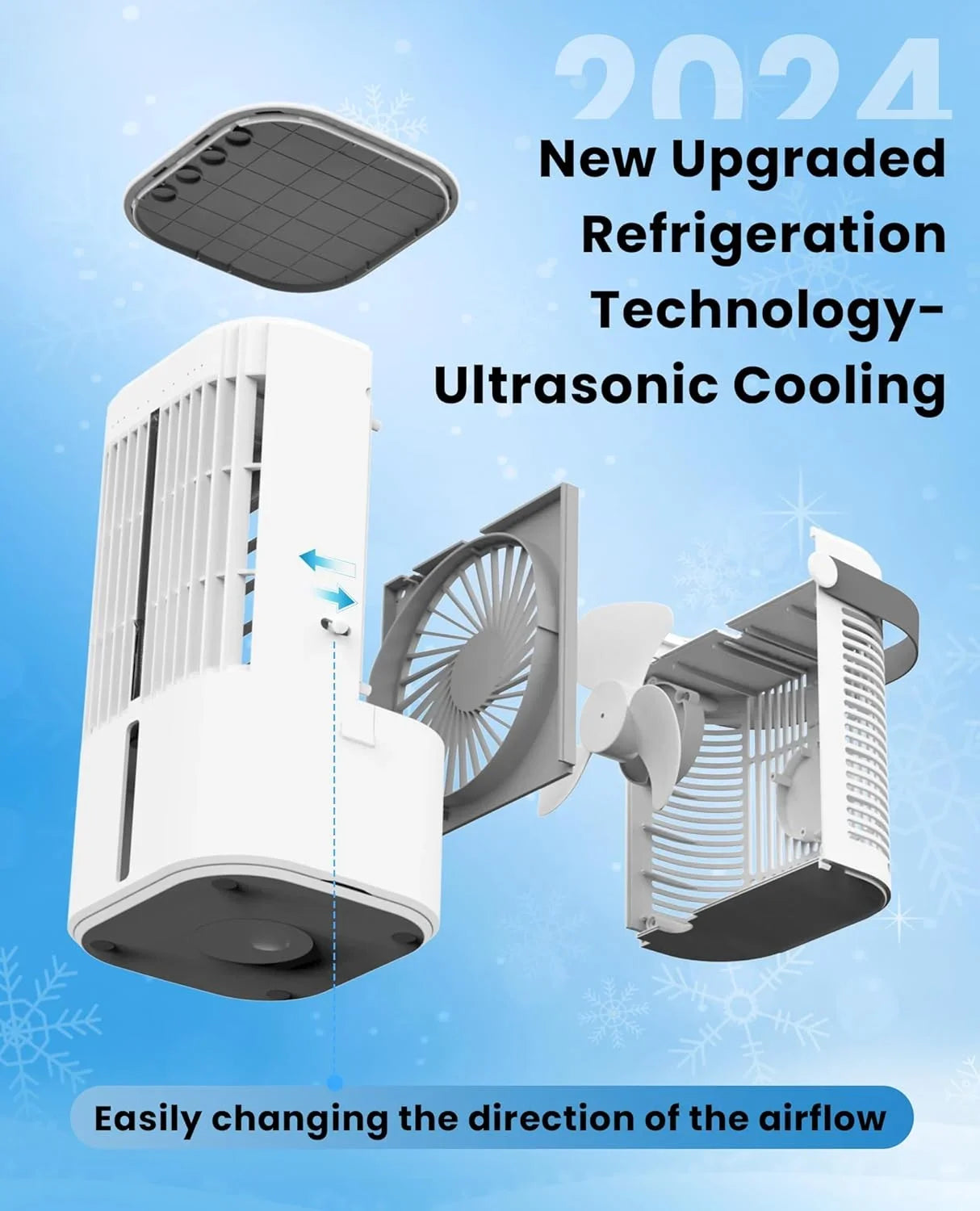 Portable Air Conditioners Fan, Air Cooler Evaporative 180°Auto Rotation, 3 Wind Speed, 2-4H Timer, Mini Cooling Fan for Room Home Bedroom Office