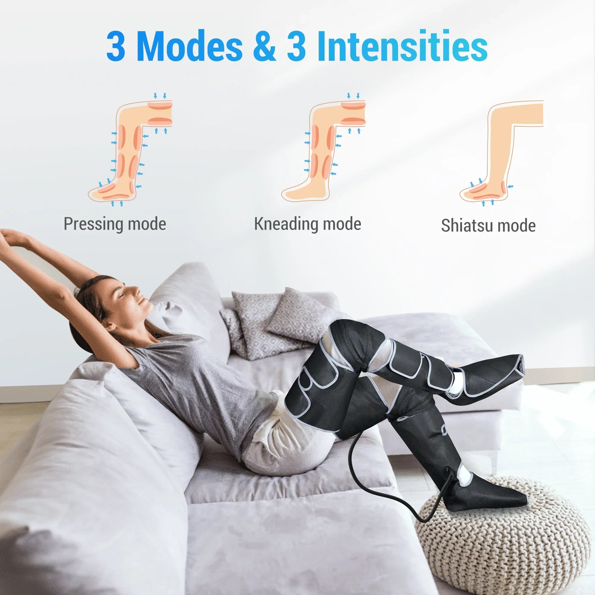 Comfier Leg Massager for Circulation, Air Compression Calf Knee Foot Massager with Heat, Leg Wraps Massage Boots for Pain Relief, Mothers Day Gifts