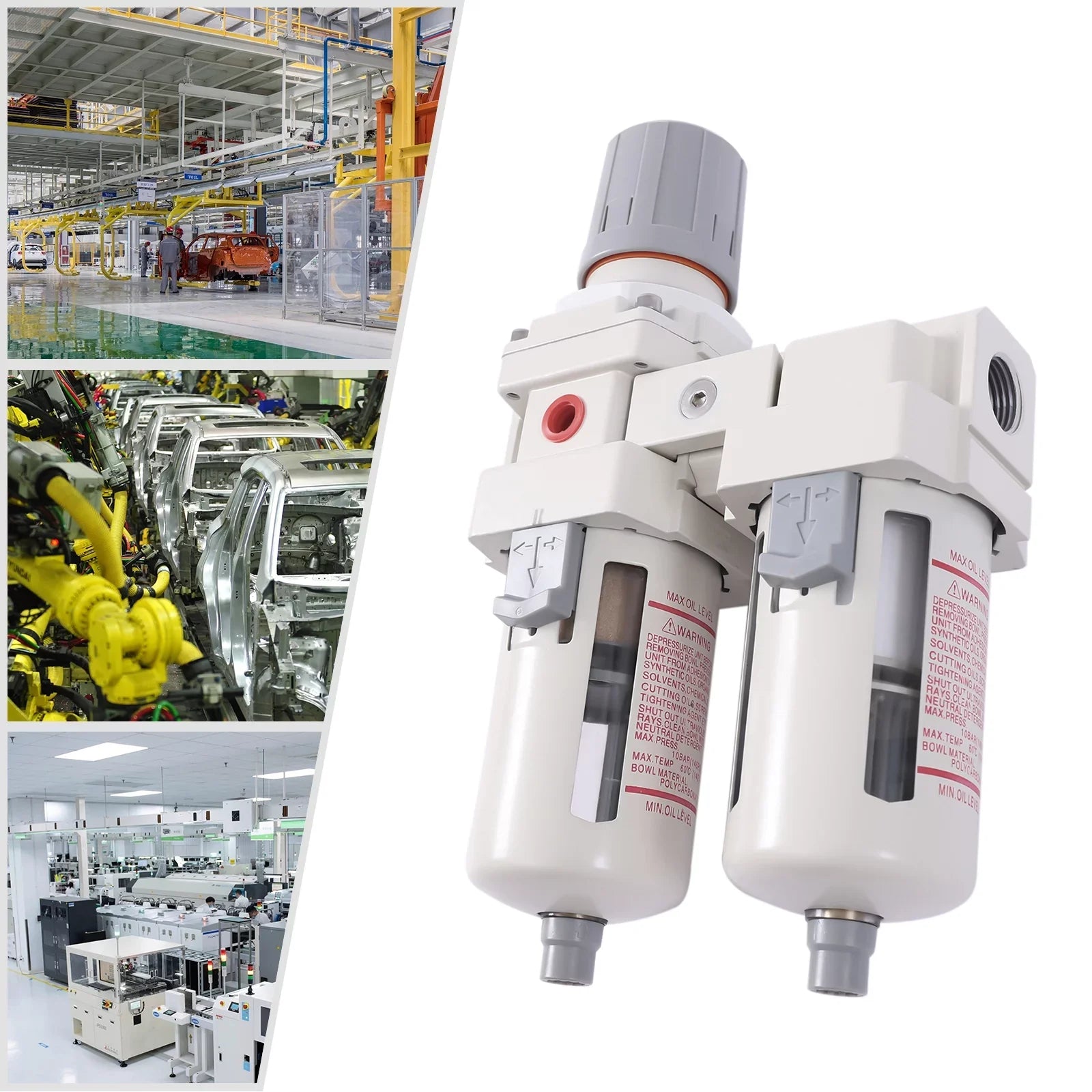 YIYIBYUS 1/2" NPT Air Pressure Regulator, Air Dryer Filter System, Water Trap Separator Semi-automatic Drain