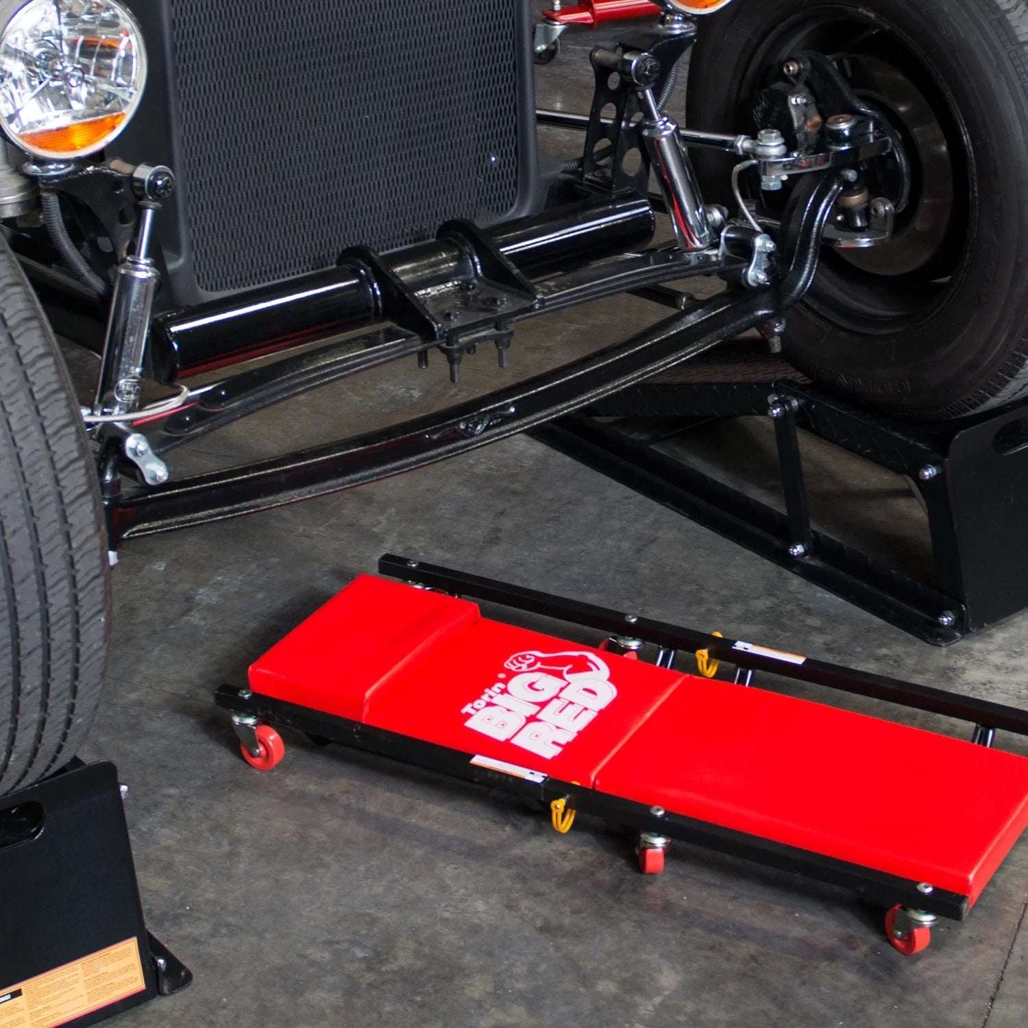 BIG RED 2 Ton Hydraulic Floor Jack with 2 Jack Stands and Rolling Garage Creeper Combo,Red, W8200