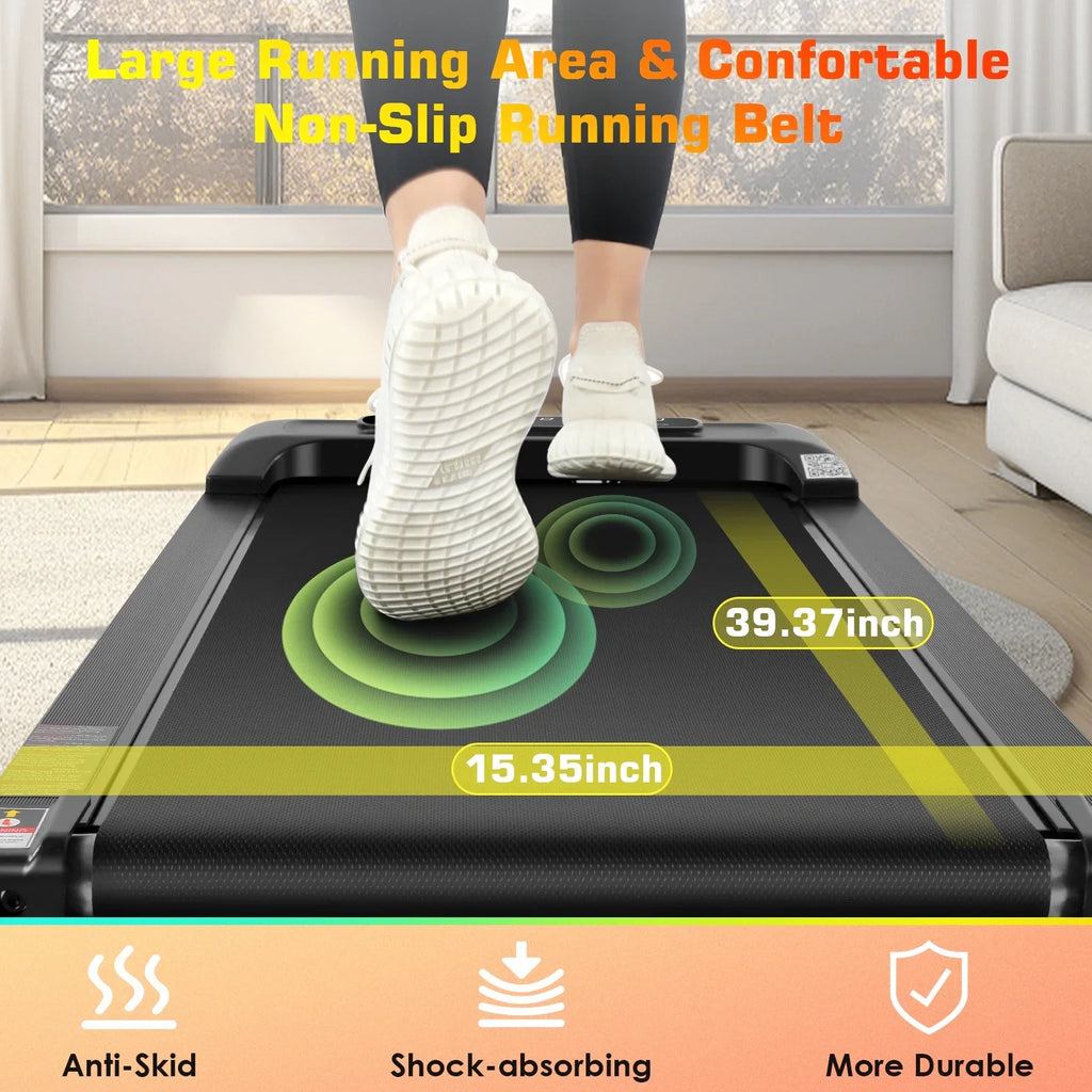 Tikmboex 2.5HP Under Desk Treadmill with LED Display and Remote & APP Dual Control, Portable and Installation-Free Treadmill for Home/Office