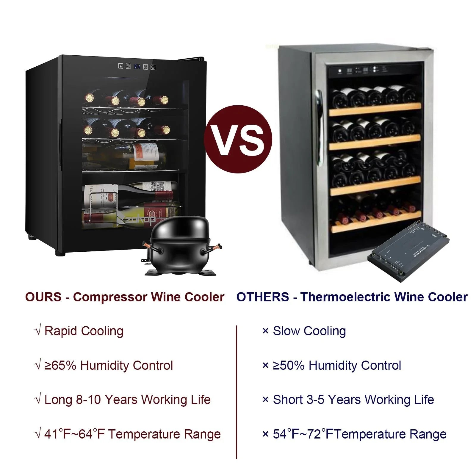 Zimtown 16 Bottle Compressor Wine Cooler Refrigerator w/Lock | Large Freestanding Wine Cellar For Red, White, Champagne or Sparkling Wine | Digital Temperature Control Fridge Glass Door Black