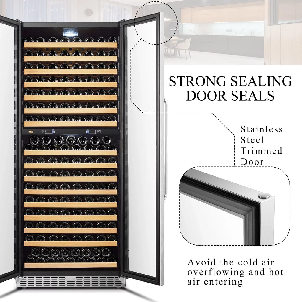 Lanbo 32 inch 287 Bottle Dual Zone Compressor Freestanding Wine Refrigerator
