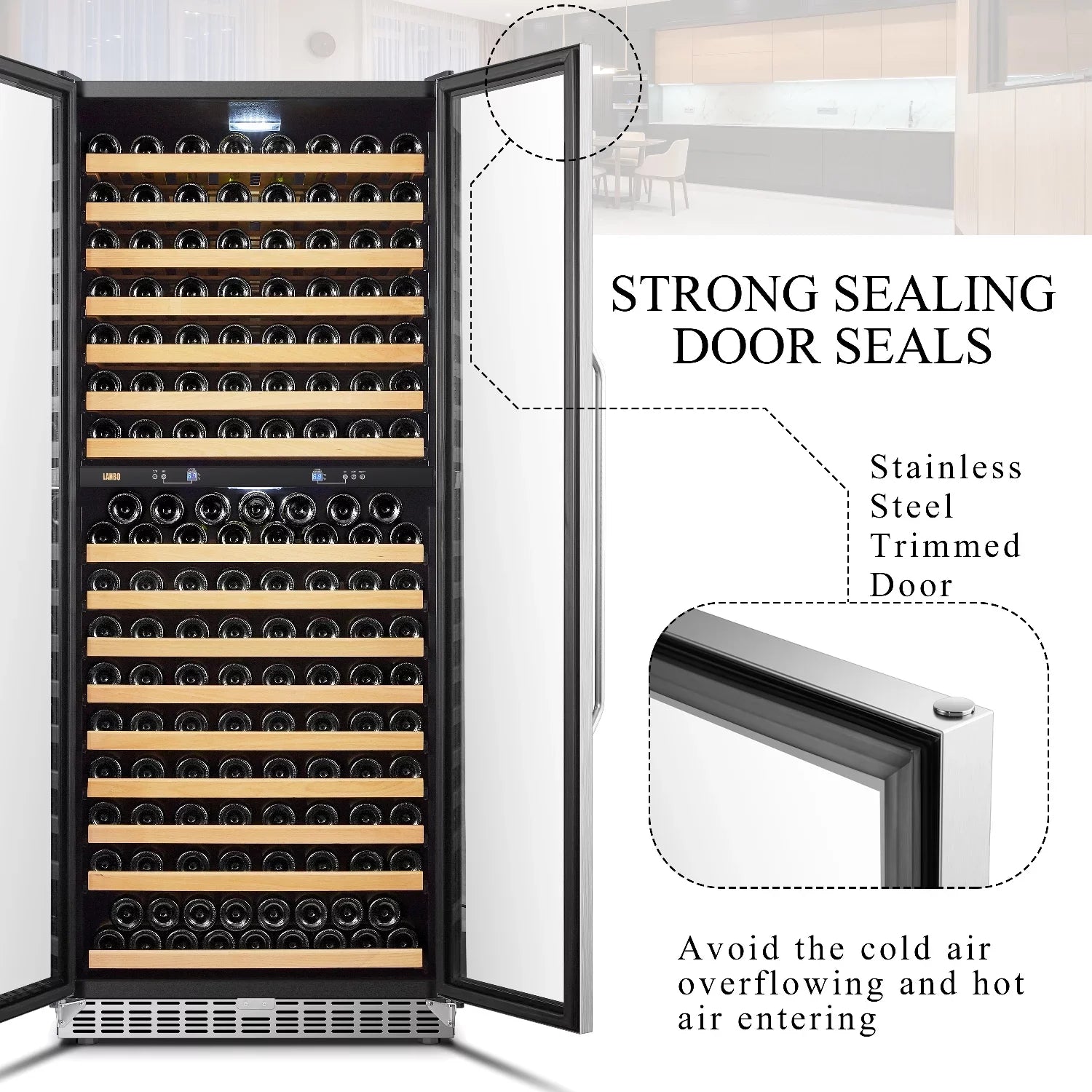 Lanbo 32 inch 287 Bottle Dual Zone Compressor Freestanding Wine Refrigerator