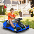 Aosom 12V Electric Drifting Go Kart w/ Slow Start, Music, Lights, Blue