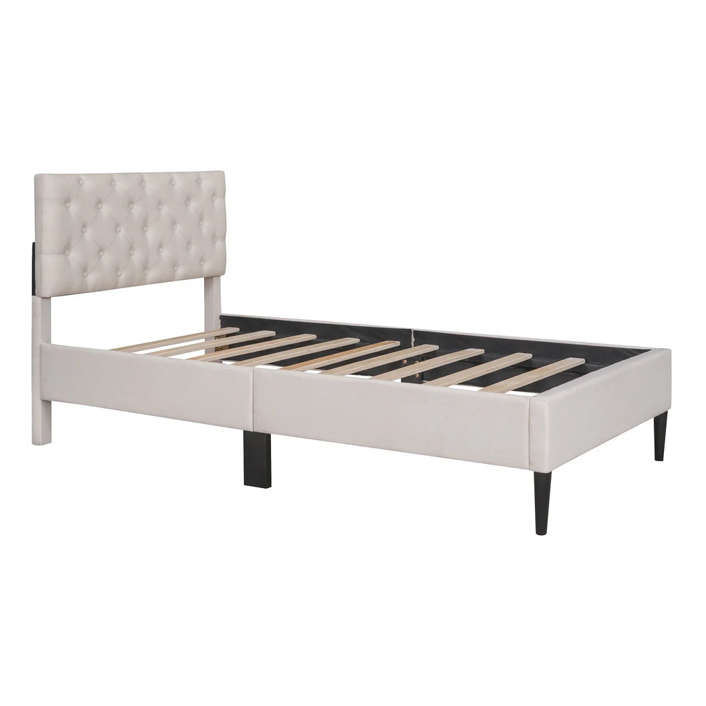 Button-Tufted Platform Bed - Twin Size - Upgrade Your Bedroom
