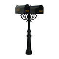 QualArc The Hanford Twin Black Mailbox Post System with Scroll Supports - Aluminum - 69 x 22 x 19 in.