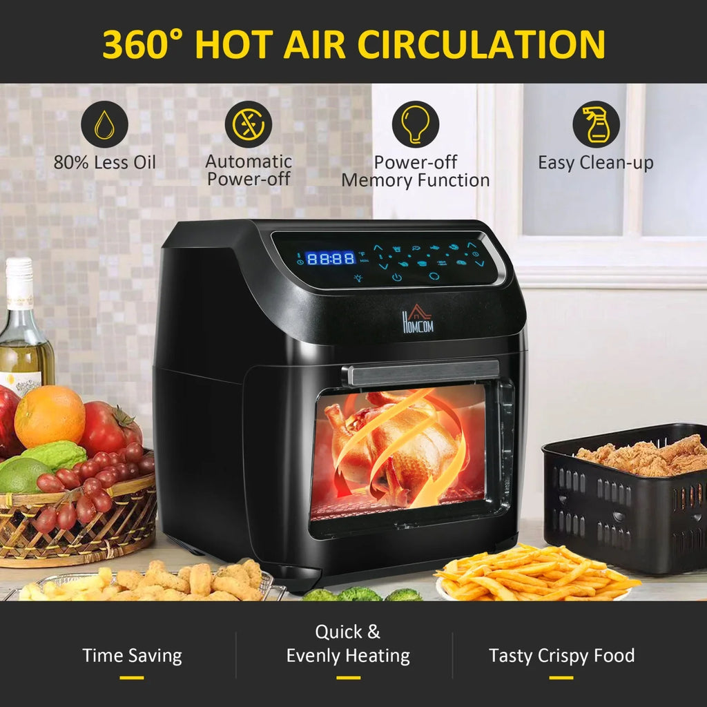 GVJMTKP 12 QT Air Fry Oven 8 In 1 Countertop Oven Combo with Air Fry Roast Broil Bake and Dehydrate 1700W with Accessories and LED Display Black