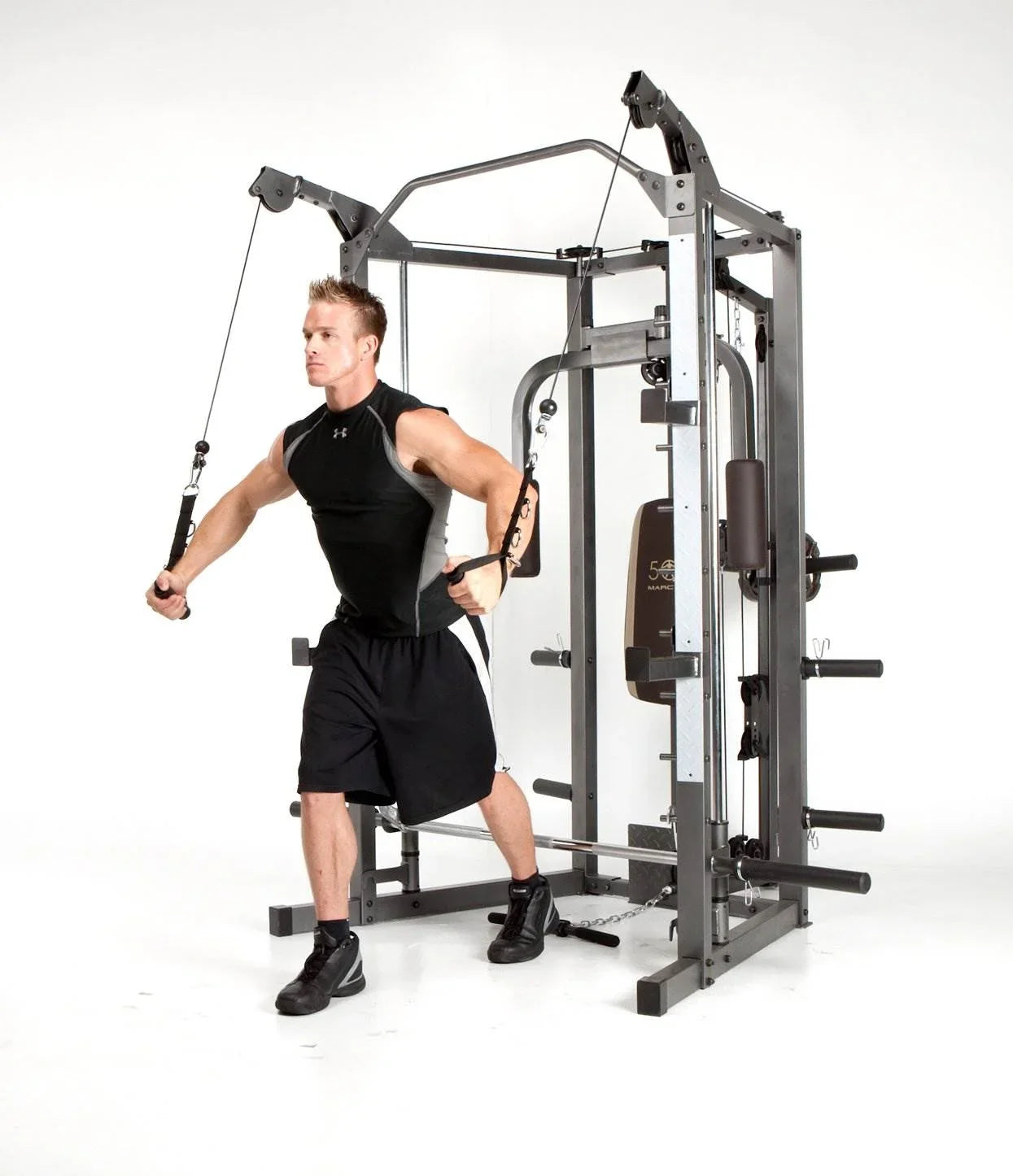 Marcy Combo Heavy Duty Full Body Home Exercise Gym Equipment, Gray/Brown