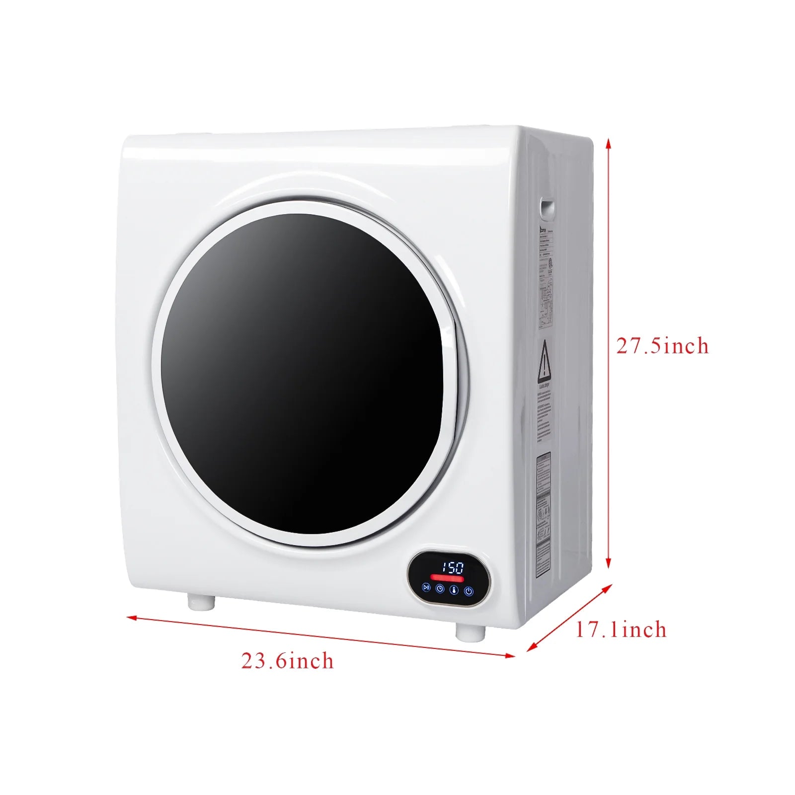 Compact Portable Household Clothes Dryer with LED Display, 2.6CUFT Drum Dryer - White, 110V 4KG Capacity, Energy Efficient Home Appliance
