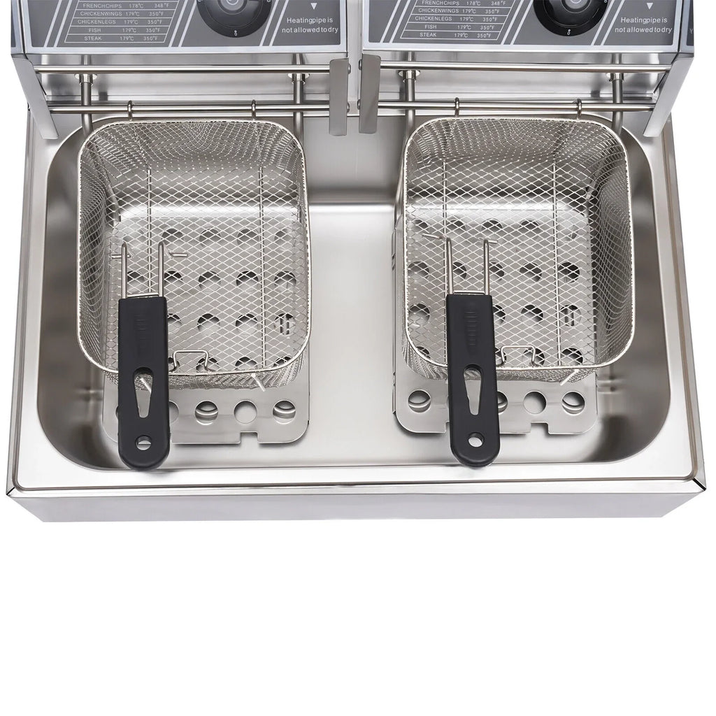 5000W Extra Large Electric Deep Fryer Commercial Restaurant Fry Basket 12L Electric Deep Fryer Single Tank Stainless Steel Fry Basket Commercial Electric Deep Fryer Stainless Steel