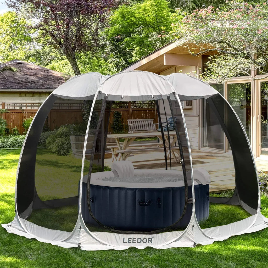 Leedor Screen House Tent Instant Room Shelter Gazebos for Patios Outdoor Canopy 10'x10' Gray
