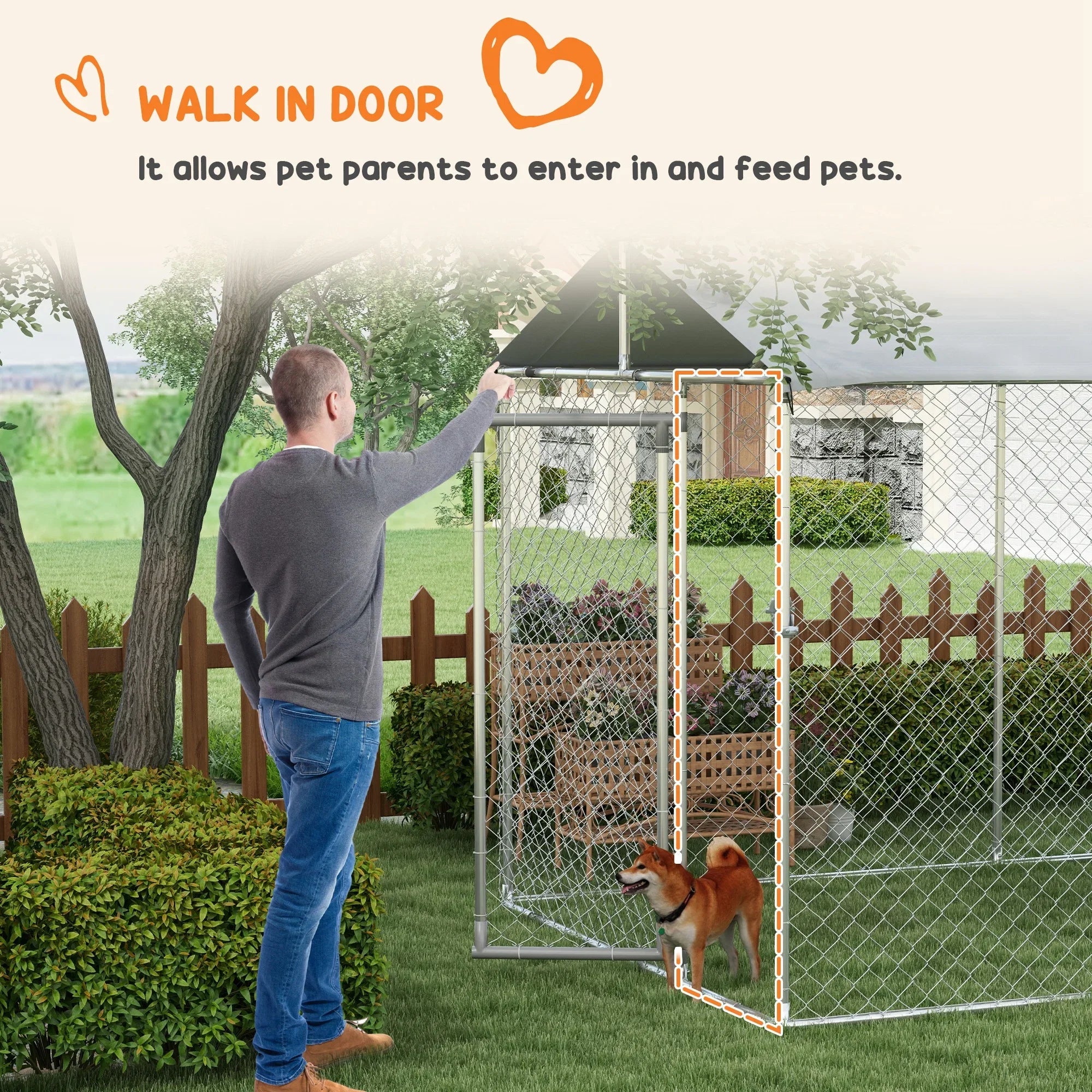 PawHut 19.7' x 7.5' x 7.5' Outdoor Dog Kennel W/ Waterproof Roof