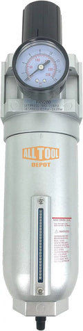 NPT SUPER DUTY Compressed Air In Line Filter Regulator Combo Piggyback, Metal Bowl, 5 Micron , Adjustable From 7 To 175 PSI (AUTO DRAIN)