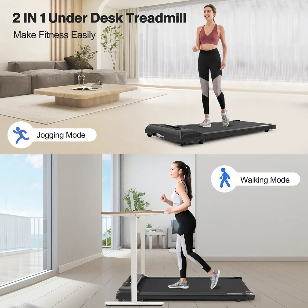 Tikmboex 2.5HP Under Desk Treadmill with LED Display and Remote & APP Dual Control, Portable and Installation-Free Treadmill for Home/Office