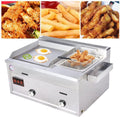 Commercial Deep Fryer with Griddle, Large Capacity Countertop Propane Gas Deep Fryer 2-Burner Stainless Steel Countertop Oil Fryer with Basket & Lid for Commercial & Home