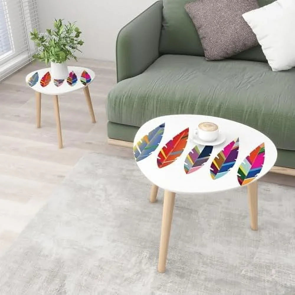 TJXFVNB Small Coffee Nesting Seamless Border Small Bright Colorful Flowers Leaves Triangle End Center Modern Room Bedroom Balcony