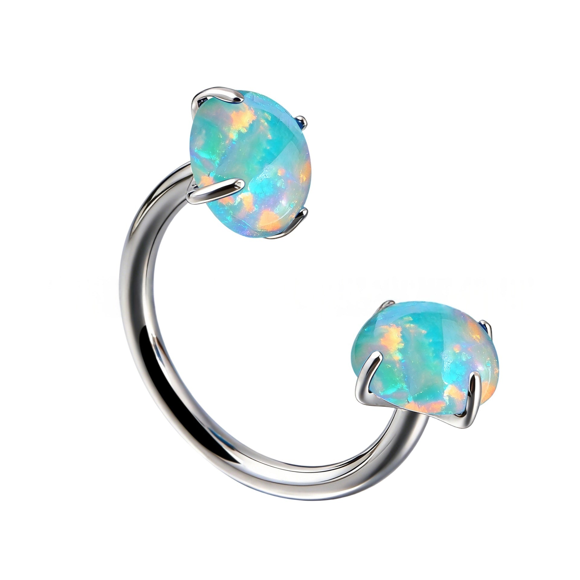 Internal Thread G23 Titanium Alloy Body Piercing Jewelry Opal Nose Ring