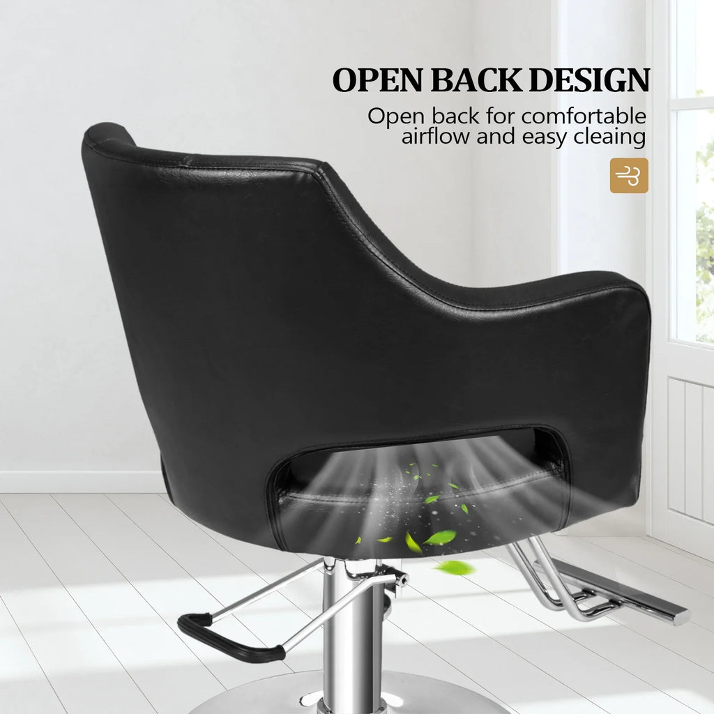 OmySalon Barber Chairs for Barbershop Black Styling Chair, Salon Chair for Hair Stylist, Heavy Duty Hydraulic Pump, 360°Swivel with Footrest