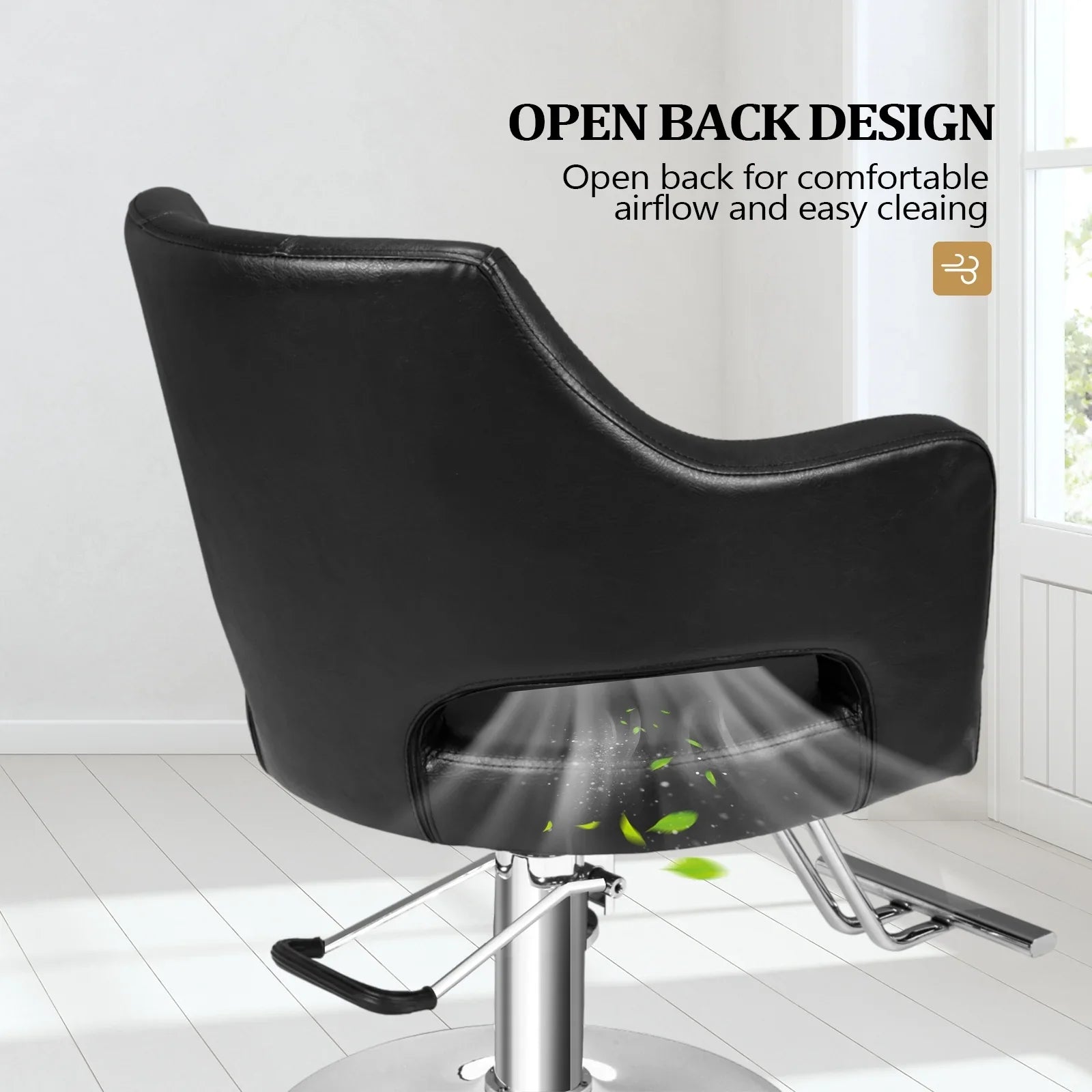 OmySalon Barber Chairs for Barbershop Black Styling Chair, Salon Chair for Hair Stylist, Heavy Duty Hydraulic Pump, 360°Swivel with Footrest