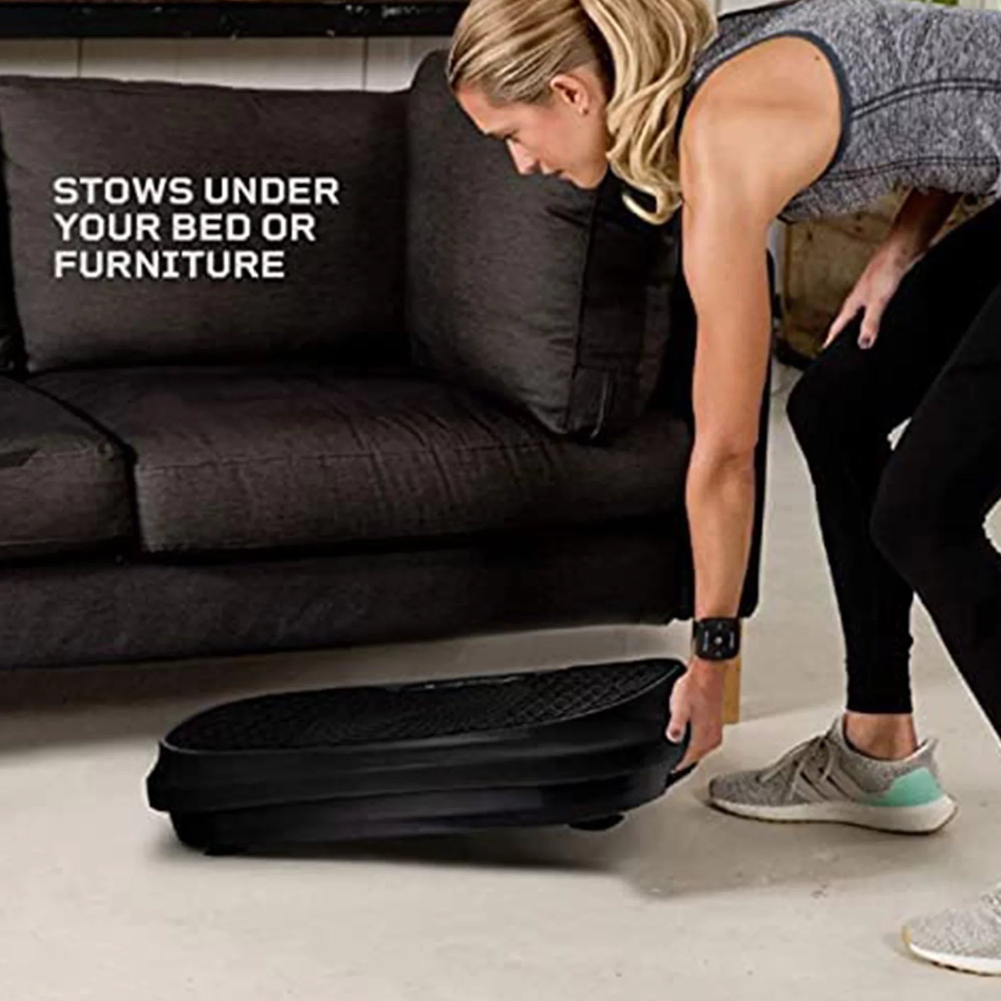 LifePro Waver Mini - Compact Vibration Plate Exercise Machine with Workout Bands, Black