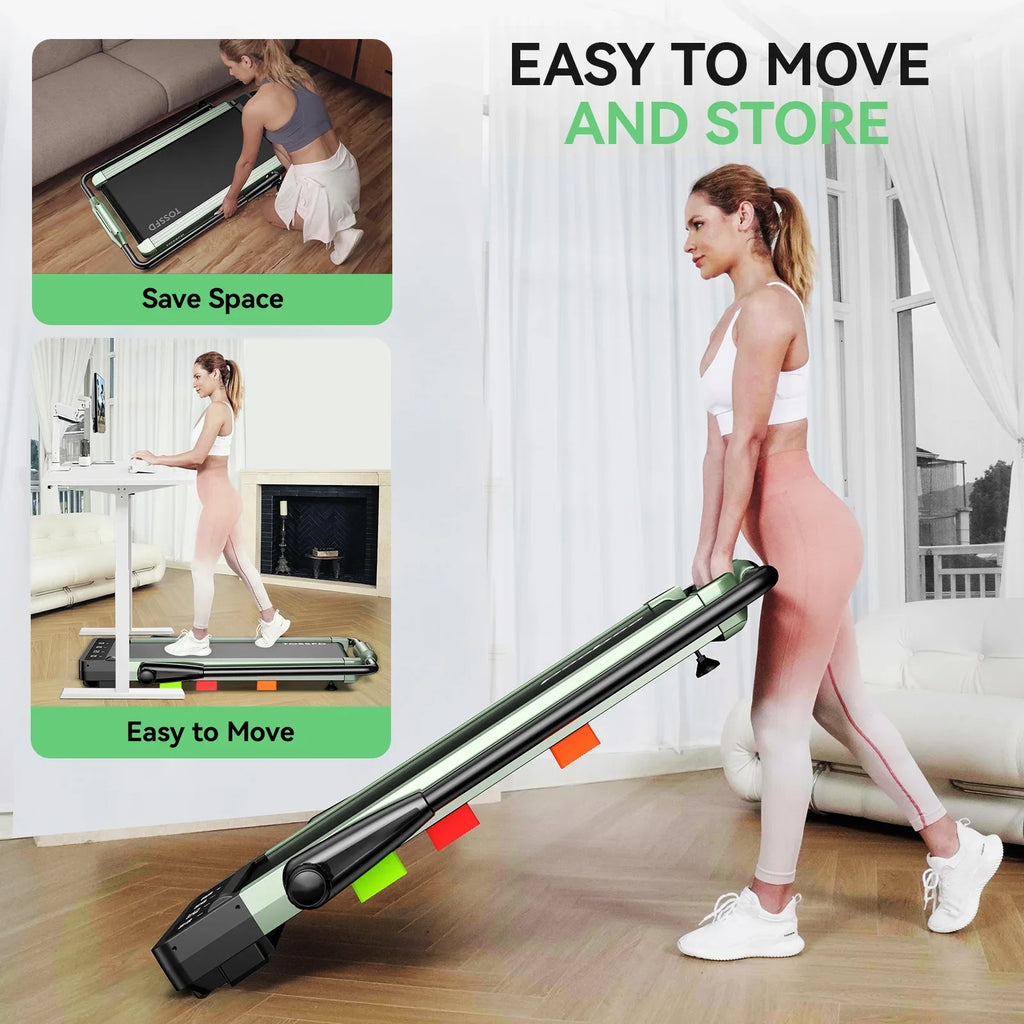 Pooboo Brushless 2.5HP Bluetooth Under Desk Treadmill 2in1 Folding Electric Treadmill Walking Pads for Home Office with Remote Control 265lbs