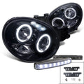 Spec-D Tuning Glossy Black Halo Projector Headlight + Bumper LED Fog Lamp Compatible with Impreza Left + Right Pair Headlamps Assembly