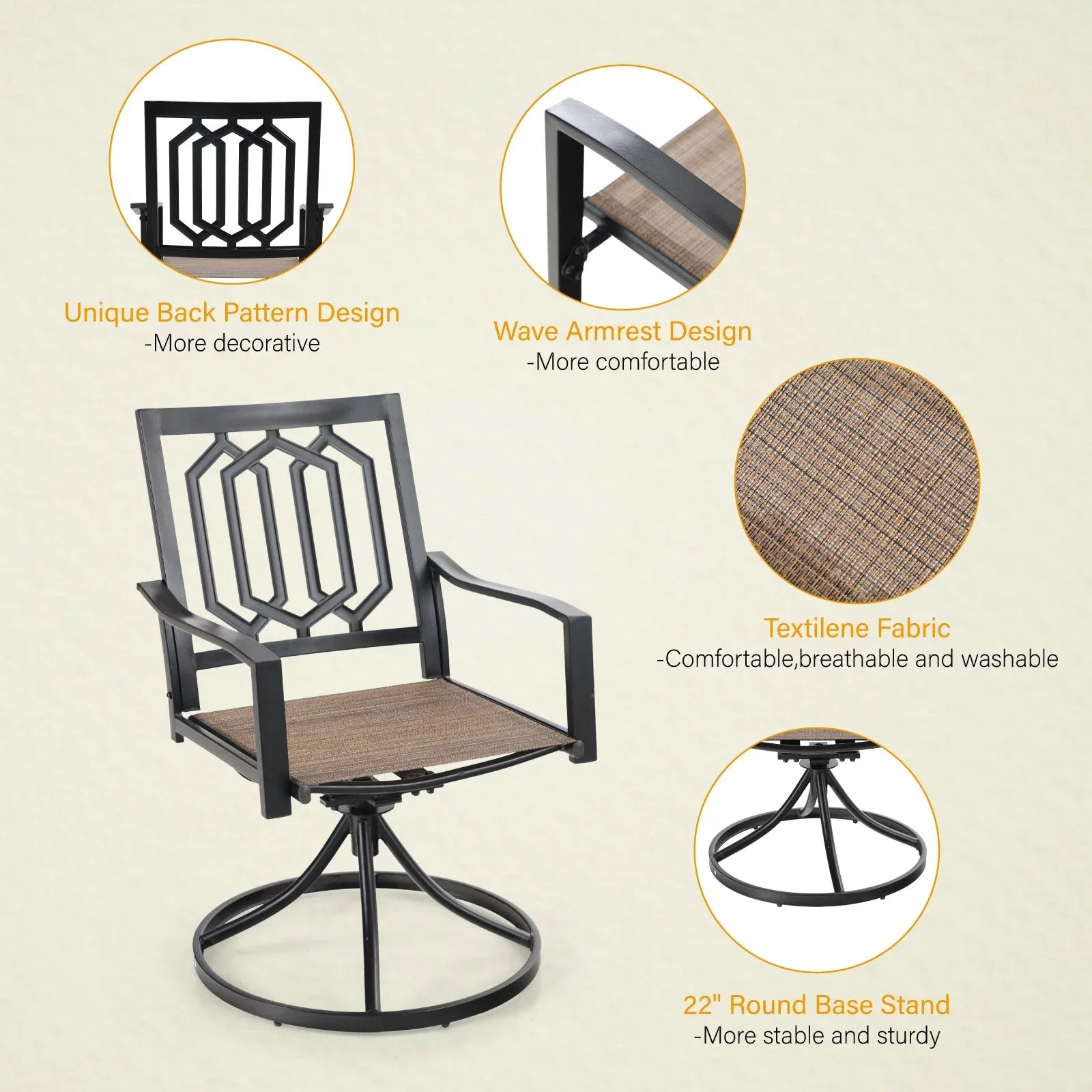 Sophia & William Outdoor Patio Swivel Dining Chair - Textilene - Set of 2