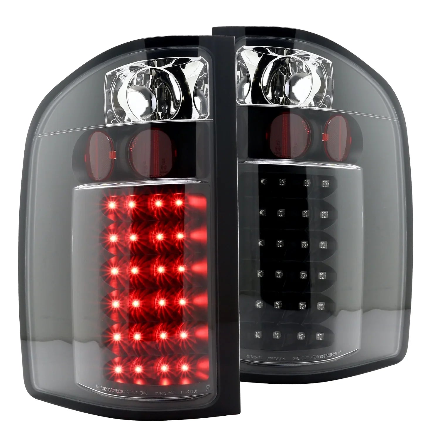 Spec-D Tuning LED Light Bar Jet Black Housing Clear Lens Projector Headlights + Black Altezza Style LED Tail Lights Compatible with Chevrolet Silverado Left + Right Pair Headlamps Assembly