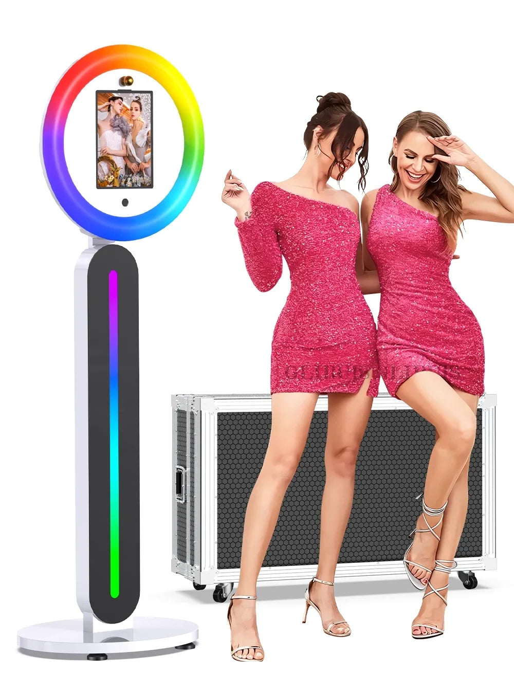 IPad PhotoBooth Stand with Light Ring Portable Stand Selfie Machine for Any iPad with Remote APP Control