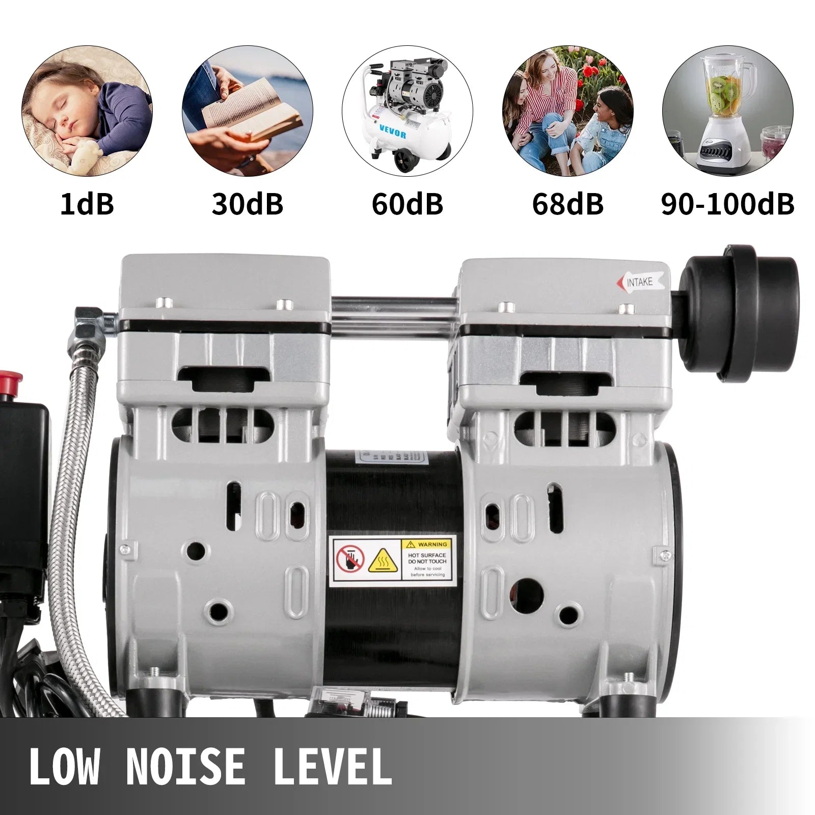 BENTISM Air Compressor 6.6 Gallon, Portable Air Compressor 1 HP, Oil Free Air Compressor Steel Tank 750W, Pancake Air Compressor 115 PSI, Ultra Quiet Compressor for Home Repair, Tire Inflation