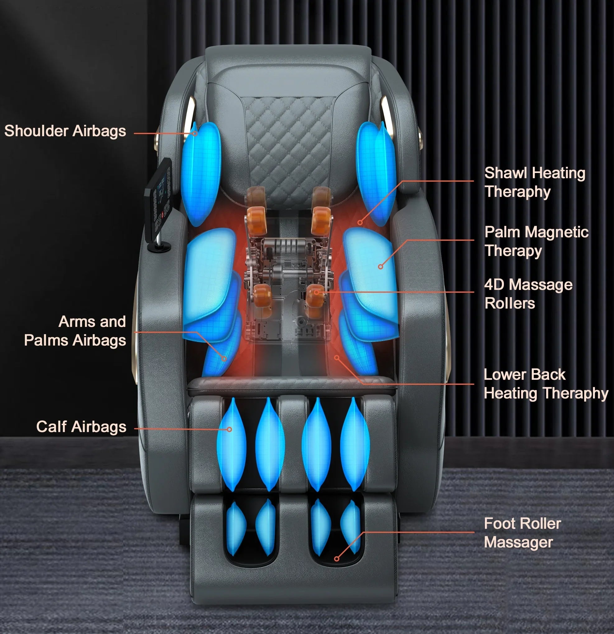2024 4D Zero Gravity Massage Chair, Full Body Shiatsu Recliner with Yoga Stretching, SL Track, Intelligent Voice Control, Calf Kneading, Calfrest Extension, Premium Black Leather
