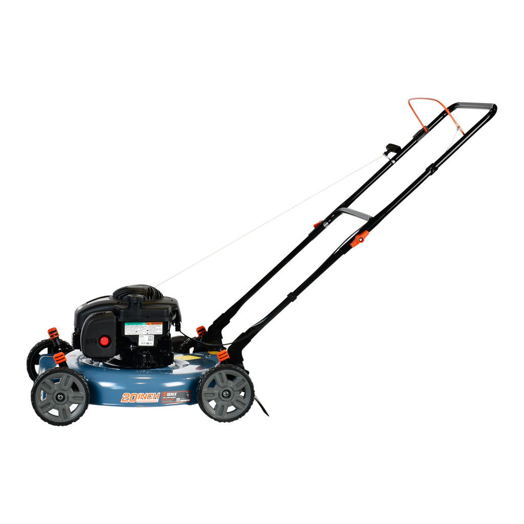 SENIX 20-Inch Gas Lawn Mower, 125 cc 4-Cycle Briggs & Stratton Engine, Push Lawnmower with Side Discharge, 5-Position Height Adjustment, LSPG-L3
