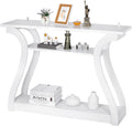 Console Table, Entryway Table with 3 Tier Storage Shelves, Narrow Long Sofa Table for Entryway, Living Room, Hallway, Couch, Foyer, White
