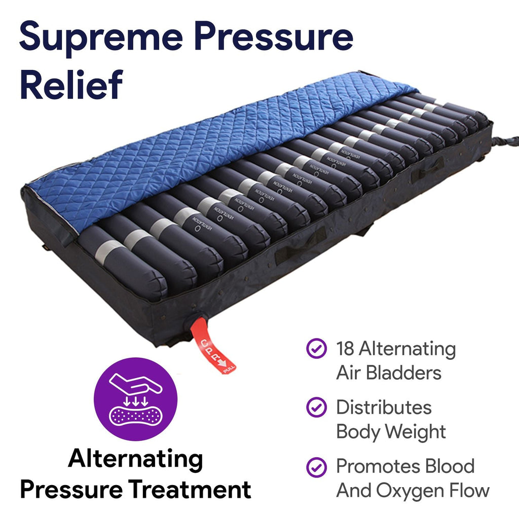 Proheal 5" Thick Alternating Pressure Bed Pad - Air Mattress Overlay with Pump - Bed Size 36” x 80” Thickness: variates