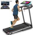 Simpfree Treadmill with 10" HD TV Movie Touchscreen and 3D Virtual Sports Scene, 0.5-9.0 mph/h & 3.25HP Electric Treadmill with Incline for Home（Black）