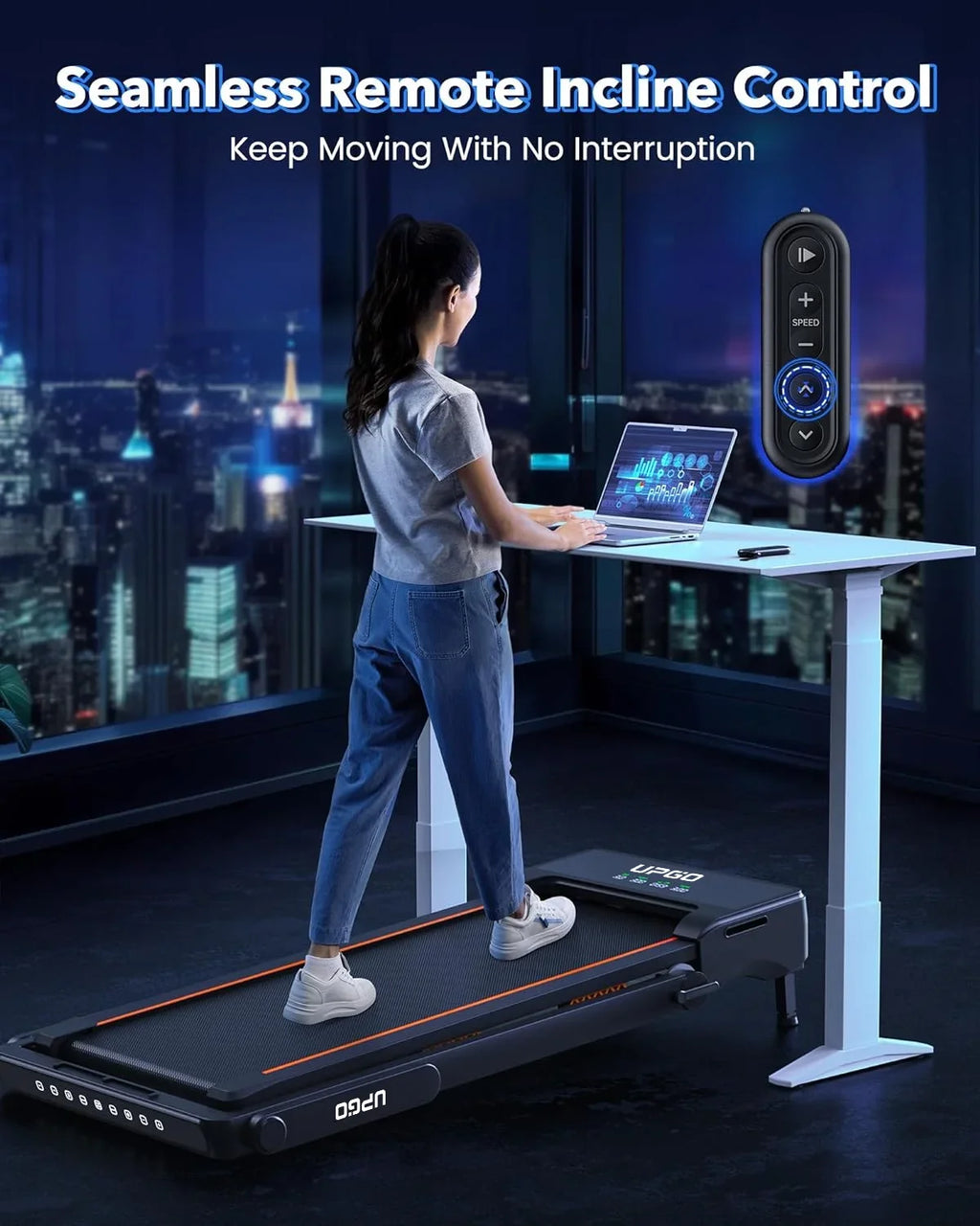 Walking Pad Treadmill with Auto Incline, 9% Incline Treadmill with 3 Slopes, 300LBS Weight Capacity Under Desk Treadmill for Home/Office