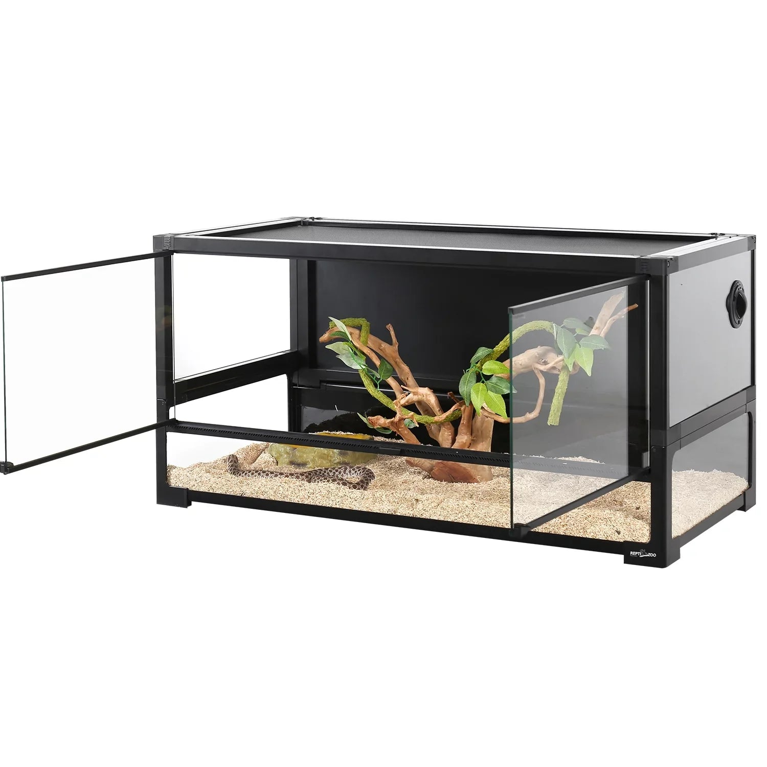 REPTI ZOO 40 Gallon Tempered Glass Reptile Large Terrarium Tank Reptile Terrarium 36"x18"x18", Easy Folding