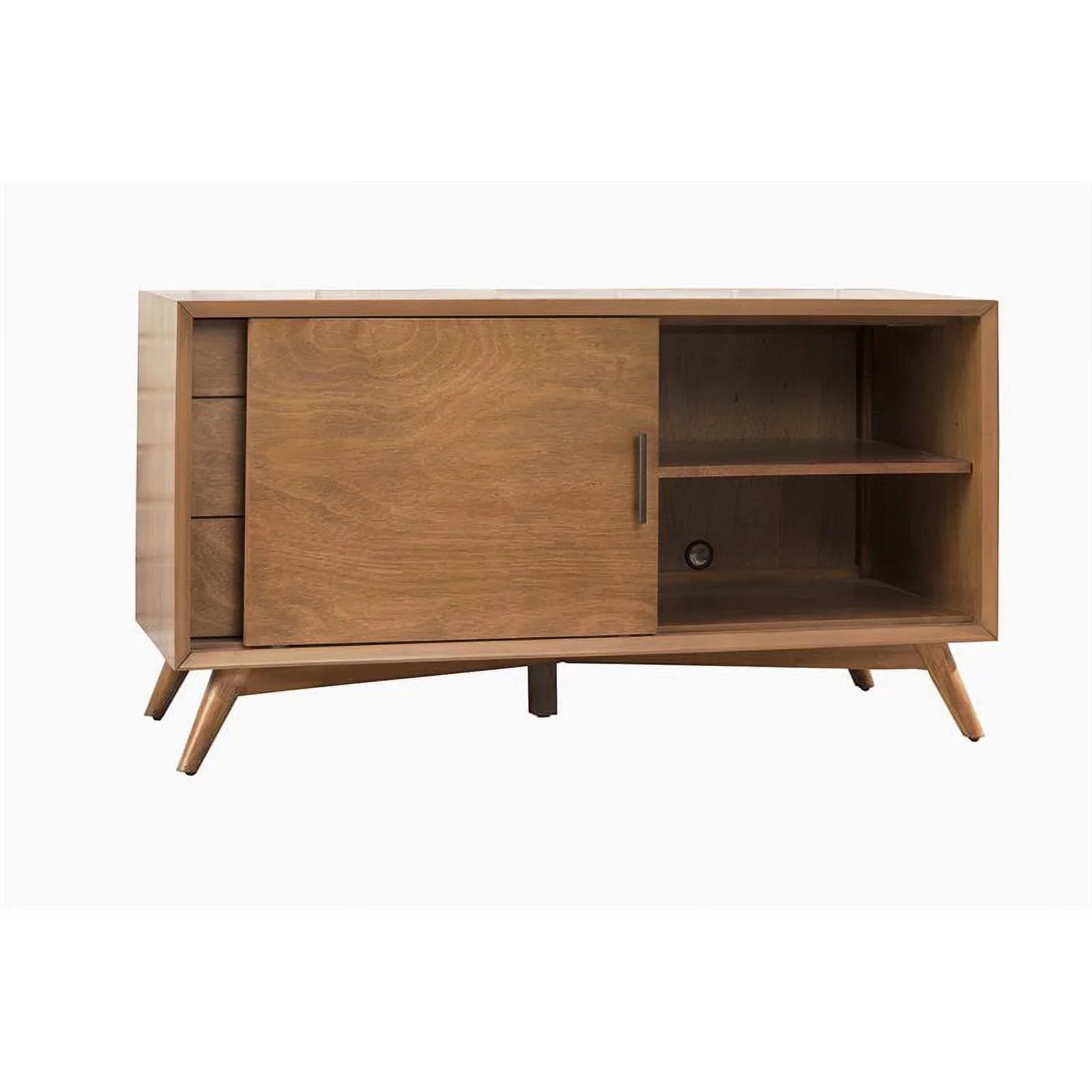 Home Square 4 Piece Set with Small TV Console Full Wood Bed & Large Nightstand