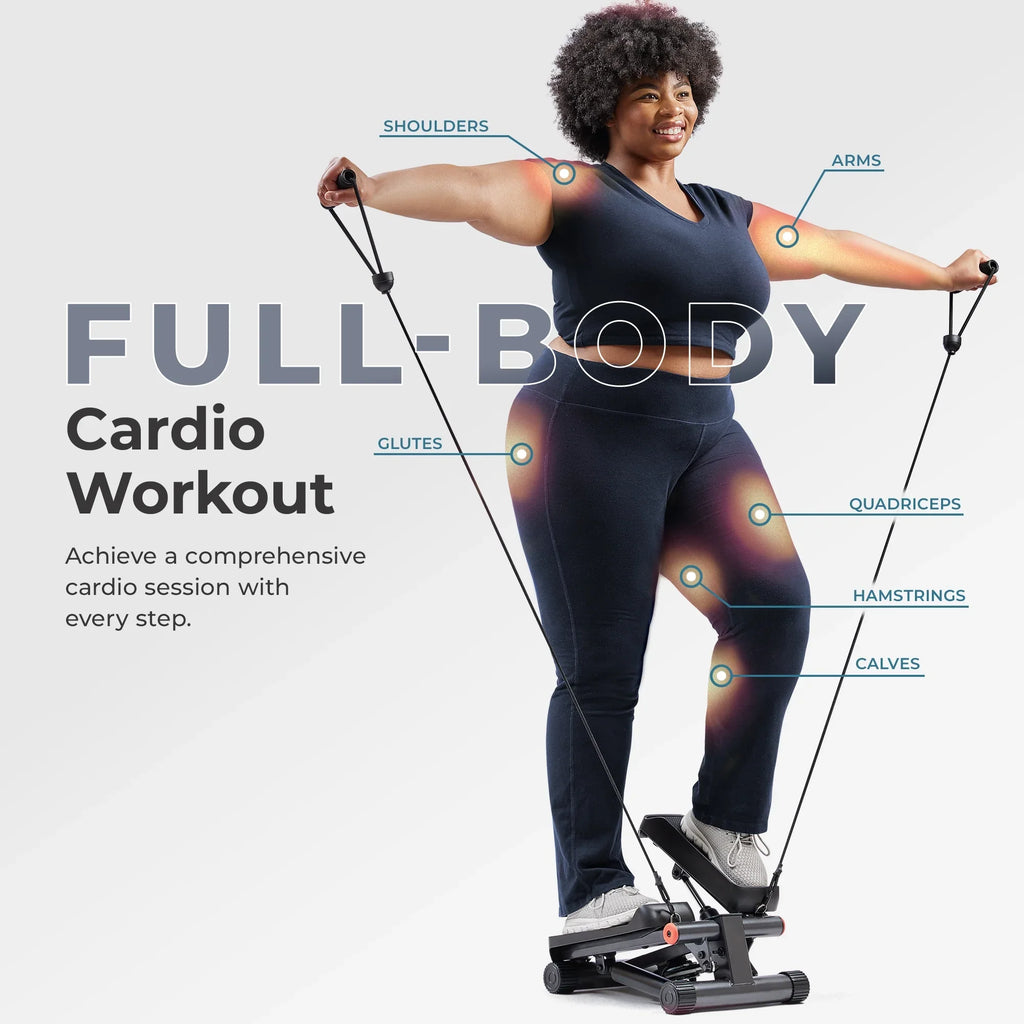 Sunny Health & Fitness SMART Mini Stepper with Exercise Bands - NO. 012SMART