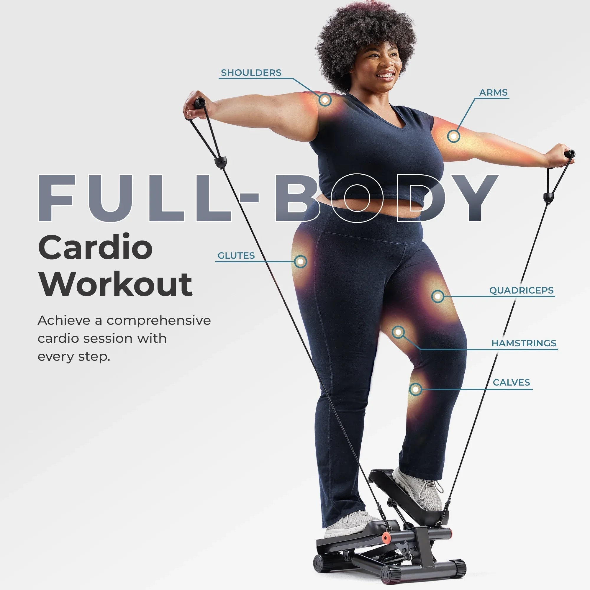 Sunny Health & Fitness SMART Mini Stepper with Exercise Bands - NO. 012SMART