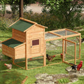 Magshion Outdoor Chicken Coop with Nesting Box, 80 inch Wooden Rabbit Hutch Poultry House with Run Cage, Slide-Out Tray and Waterproof Roof for Garden Backyard, Natural