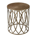 Modern Farmhouse Metal Round Side Table in Champagne Antique and Gold with Open Frame Base 17 inches W X 20 inches H Bailey Street Home