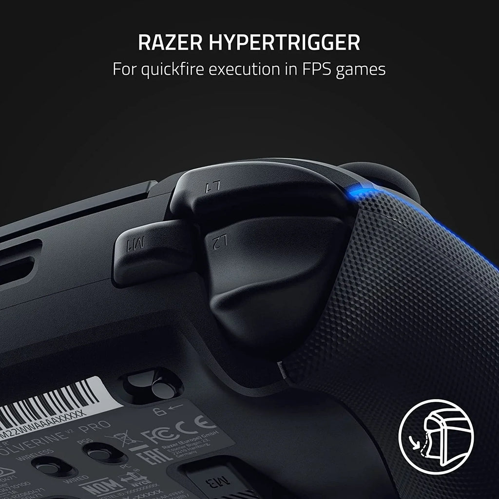 Razer Wolverine V2 Pro Wireless Controller Black HyperSpeed, Mecha-Tactile, RGB Lights for PS5 & PC With 6ft Type C Cable and Headset BOLT AXTION Bundle Like New