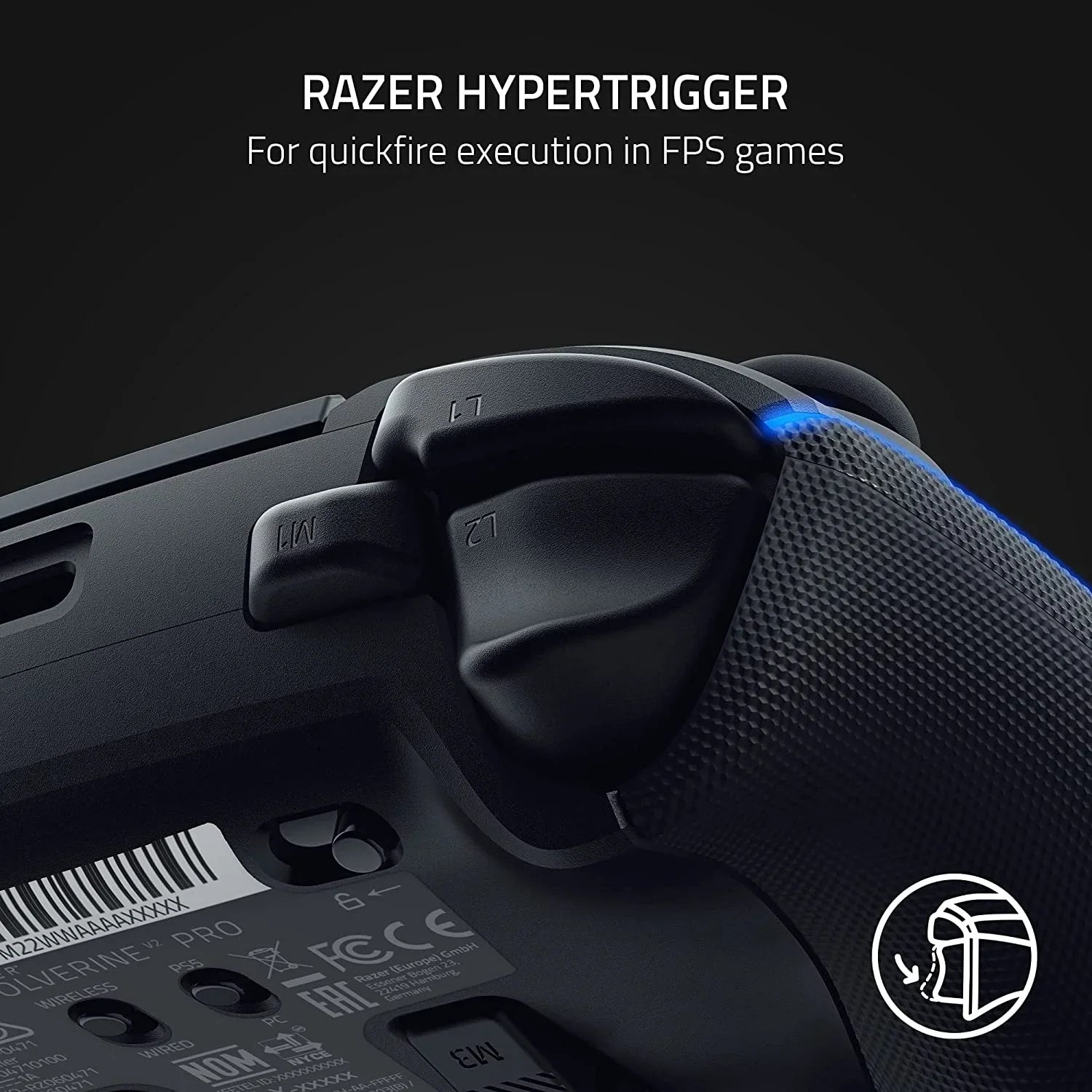 Razer Wolverine V2 Pro Wireless Controller Black HyperSpeed, Mecha-Tactile, RGB Lights for PS5 & PC With 6ft Type C Cable and Headset BOLT AXTION Bundle Like New