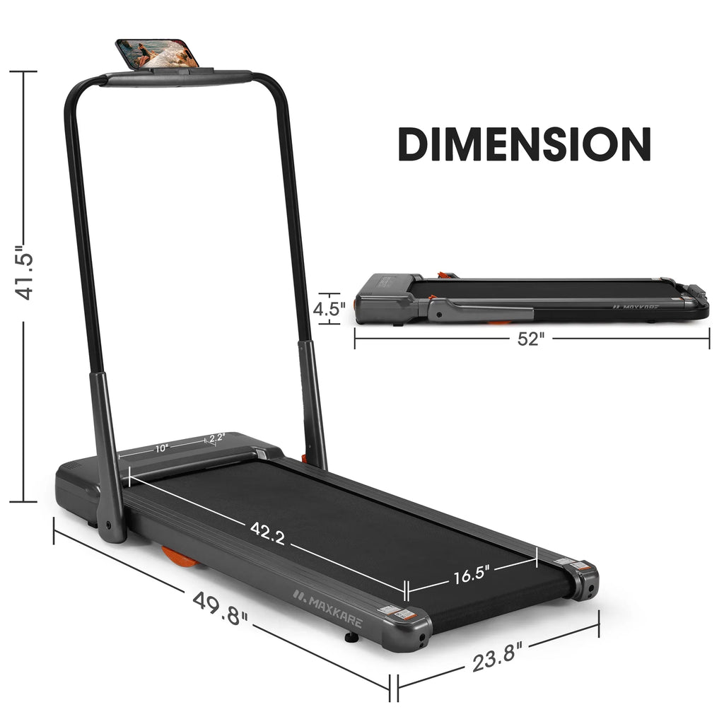 MaxKare 2 in 1 Folding Under Desk Treadmill Max 7.5MPH 2.5HP with Remote Control, Walking Pad for Home/Office Use, 265lbs Weight Capacity