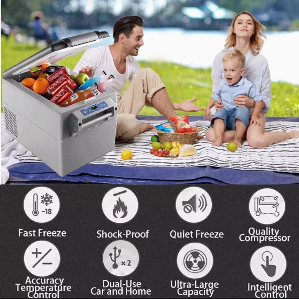 KAPAS 32L(34 Quarts) DC 12/24V portable compressor refrigerator freezer car fridge for car, home, truck and camping