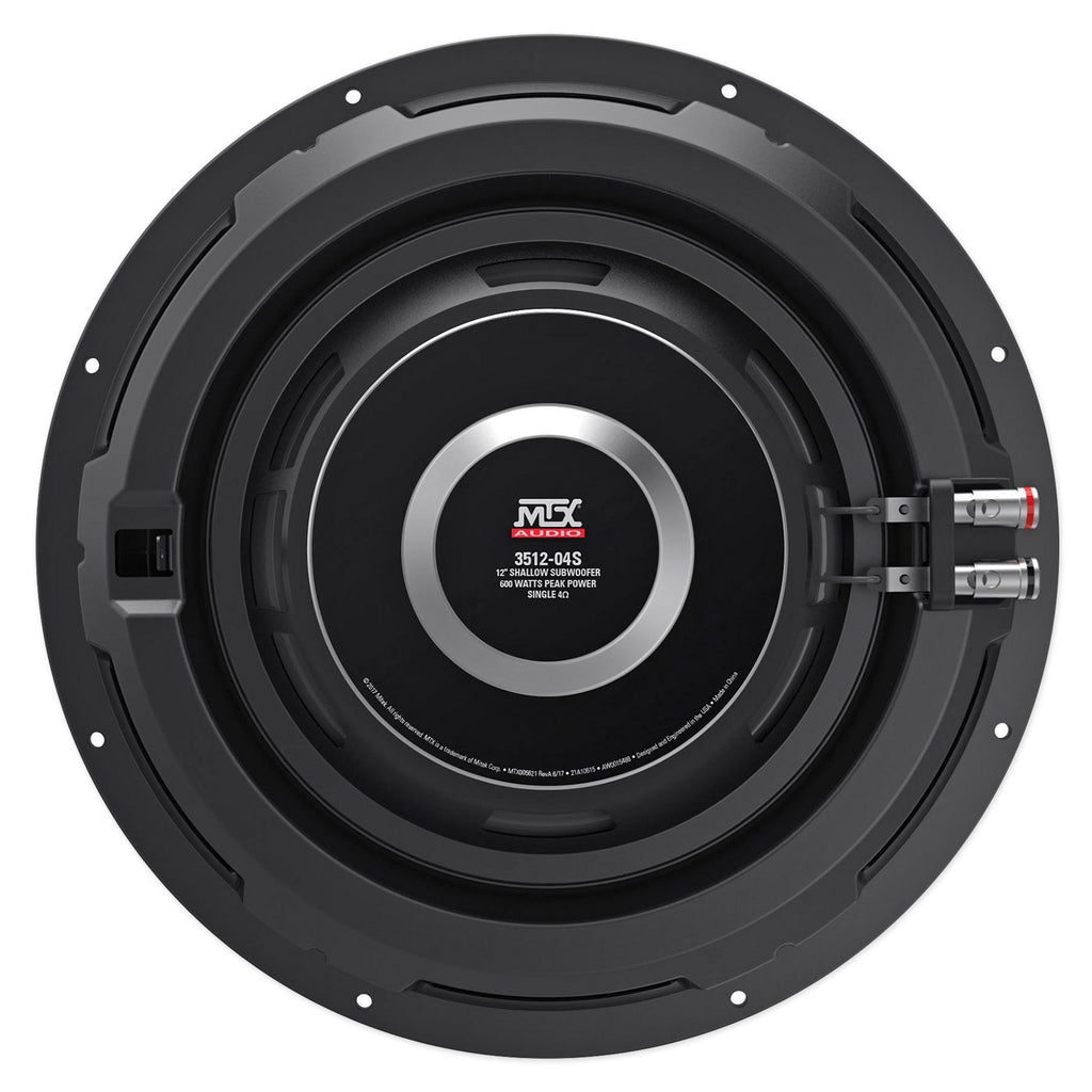(2) MTX 3512-04S 12" 1200w Shallow Car Subwoofers+Sealed Slim Sub Box Enclosure
